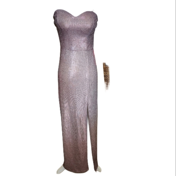 NWT Pink Metallic Sweetheart Strapless Dress Size 3/4 Spring Dress - Picture 4 of 7